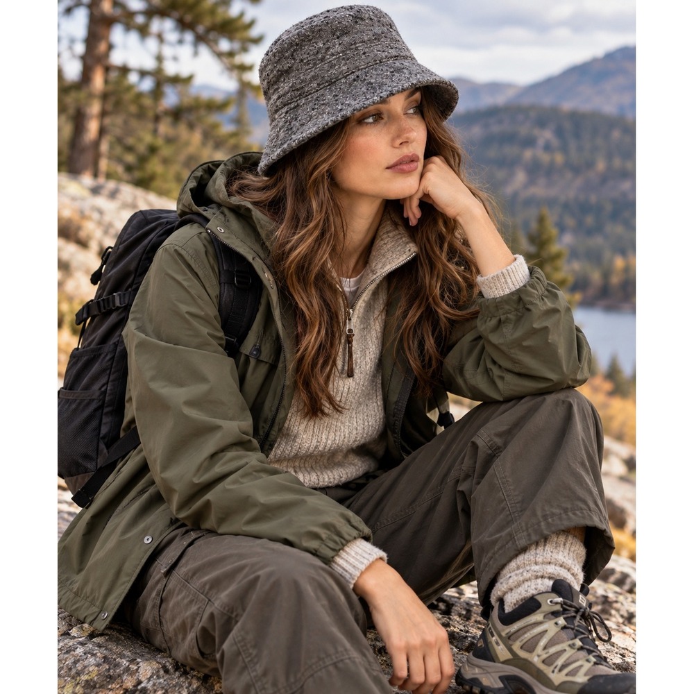 J.Crew Wool Bucket Hat Gray Tweed Gorpcore Heritage Outdoor Dark Academia